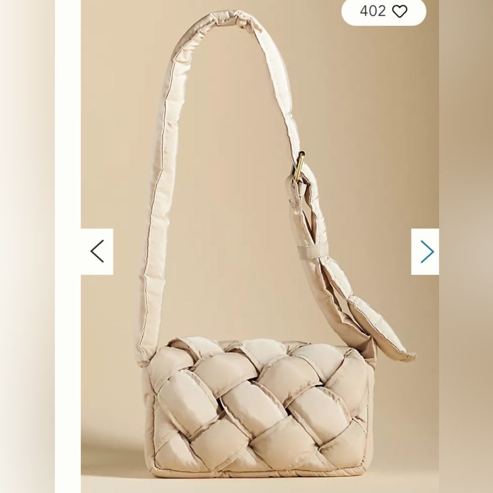 Anthropologie The Lark Puffy Woven Crossbody Bag light weight Sand Cream color